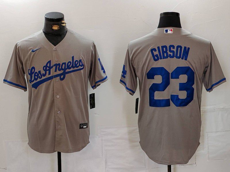 Men Los Angeles Dodgers #23 Gibson Grey Nike Game 2024 MLB Jersey style 1->los angeles dodgers->MLB Jersey